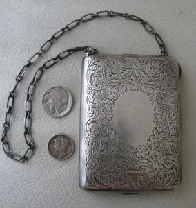 Antique Art Nouveau STERLING Silver Coin Holder Note Book Pencil Card Case Purse - Picture 1 of 17