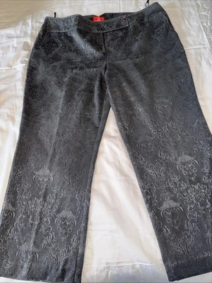 Pantalones Oscar Mujer Mujer Talla 20W Negro Brocado Tiro Medio Rectos Usados Foto 1 de 4