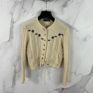 Cárdigan Vintage Geiger Tirol Frolar Bordado Lana Tejido con Cable Talla 40 - Imagen 1 de 16