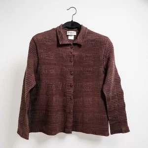 Lila knitteriges Button Down Hemd OS - Bild 1 von 6