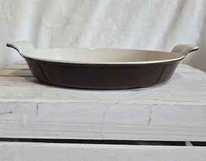 Vintage Le Creuset France Cast Iron 28 Brown Oval Au Gratin Baking Dish 11" - Picture 1 of 5