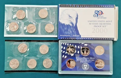 2000 State Quarter PDS Set  Proofs with BU P&D! 15 Coins!  NV NE CO ND SD!  Z2 - Image 1 of 2