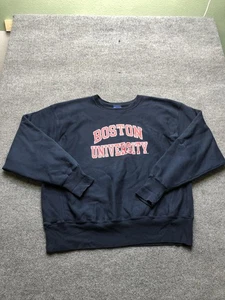 Boston University Sweatshirt Mens XL Navy Blue College Crewneck Reverse Weave - Picture 1 of 9