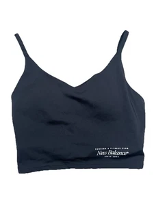 NEW BALANCE WOMEN'S CROP TOP SPORTS BRA BLACK GYM TRAINING WORKOUT £35 - Picture 1 of 9
