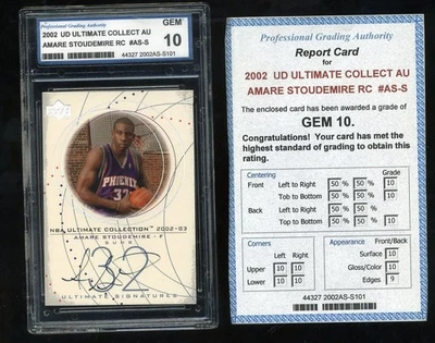 2002-03 Upper Deck Ultimate Collection Amare Stoudemire Autograph Rookie GEM 10 - Image 1 of 4