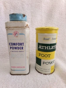 2 Vtg  Rexall Drug Athletes Foot Powder & Parke, David & Co. Comfort powder Tins - Picture 1 of 14