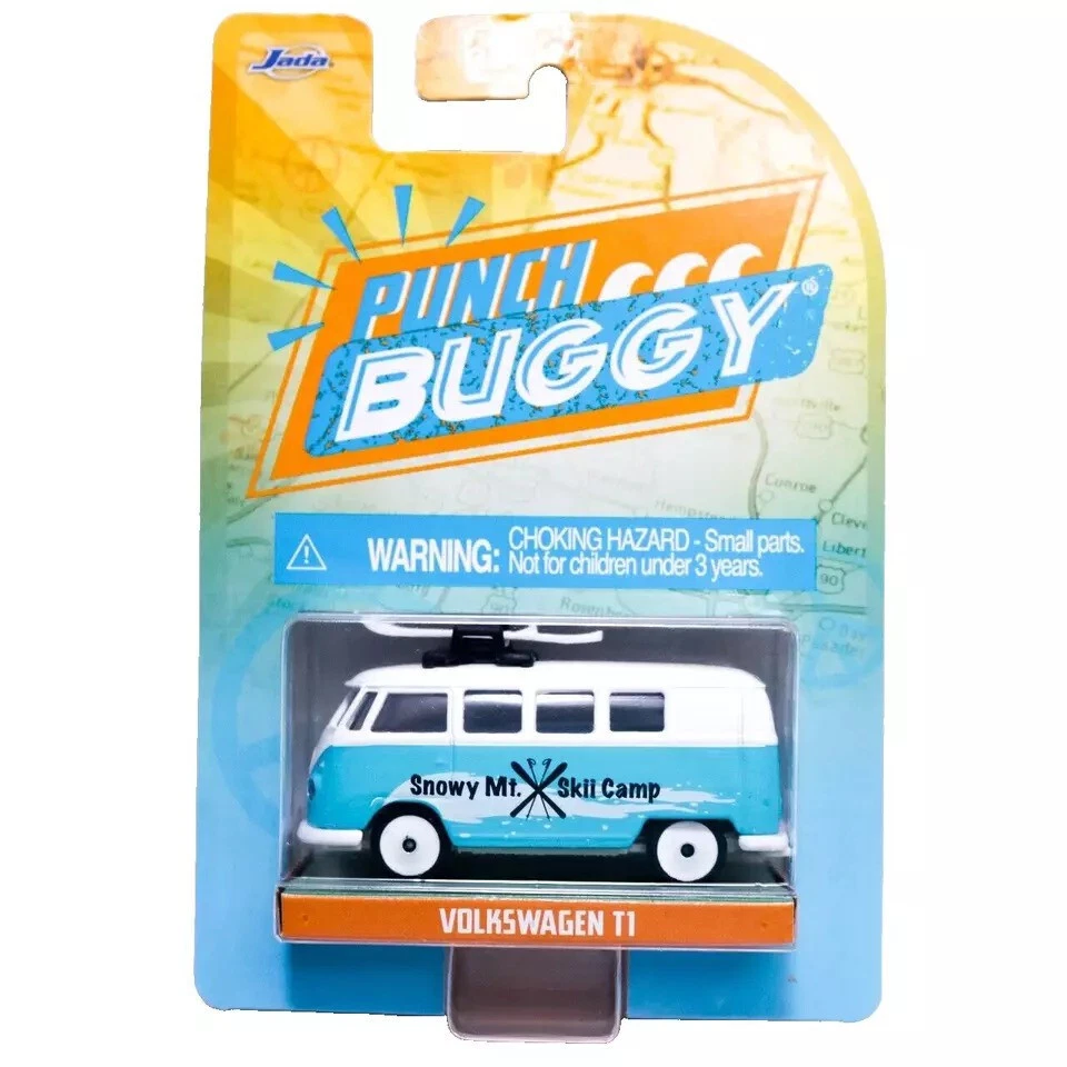 Jada Punch Buggy Volkswagen T1 Snowy Mt. Skii Camp Van Diecast Mint on Card - Image 1 of 1