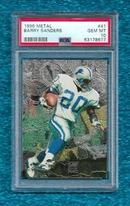 Metal #41 Barry Sanders 1996 PSA 10 gemas como nuevo Pop 13 Hof Detroit Lions - Imagen 1 de 1