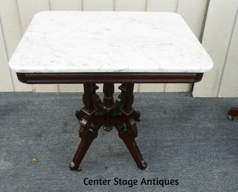 62749 Antique Victorian Marble Top Lamp Table Stand Cover