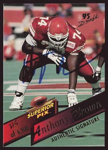 1995 Superior Pix #68 Anthony Brown Autografi AU,SN - Foto 1 di 2