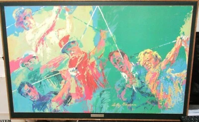RARE LEROY NEIMAN "GOLF HALL OF FAME" LARGE SILKSCREEN ON WOOD BOARD GALLERY - Image 1 of 4