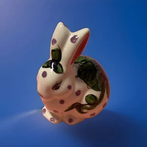 Vicki Carrol Studios Hand Painted Small Bunny Rabbit Grape Design 1995 Signed - Picture 1 of 8