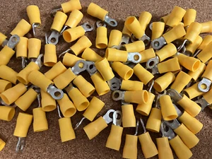 12-10 AWG Yellow Ring M3.5 Crimp Connector 50A 600V Insulated Multi Qty - Picture 1 of 2