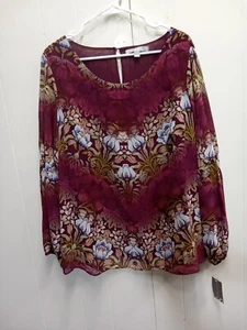 Valerie Stevens Womens Plus Size Purple/Green Floral Top (Size 2X) Nwt - Picture 1 of 6