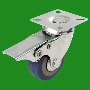 1x 50mm 360° Braked Swivel Rubber Castor Wheel, Heavy Duty, Trolley, Furniture - Picture 1 of 1