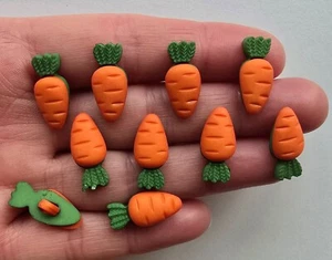 Craft Buttons TEN TINY CARROTS Rabbit Easter Orange Carrot Sewing Card Making - Picture 1 of 3