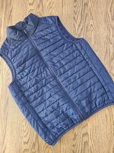 John Bartlett Consensus Quilted Full Zip Puffer Vest Blue Men Size Small Vintage - Picture 1 of 24