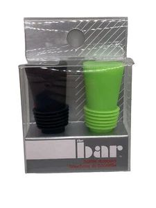 The Bar - NUEVOS tapones de botellas de vino y bebidas con agarre superior (Juego de 2) NEGRO Y VERDE - Imagen 1 de 7