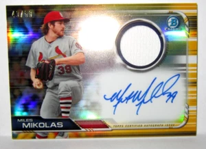 Miles Mikolas 2019 Bowman Chrome GU Jersey Patch Auto Gold Prizm REFRACTOR#49/50 - Picture 1 of 2