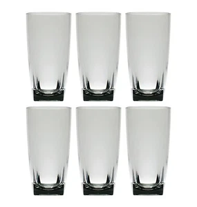 QG Clear Smoke Grey Acrylic 26 oz Iced Tea Cup with Square Base Tumbler Set of 6 - Picture 1 of 2