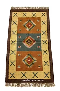 Handwoven Rug Wool and Jute Rug Kilim Rug Living Room Rug Bedroom Area Rug - Picture 1 of 6