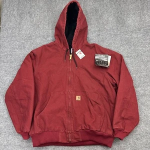 Chaqueta Carhartt Para Hombres XL Rojo Oscuro Con Capucha Lona Edredón Forrado J130 DKR Logo Y2K NUEVA - Imagen 1 de 11
