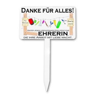Blumenstecker für Lehrer oder Lehrerin mit Wunschtext - Bild 1 von 7