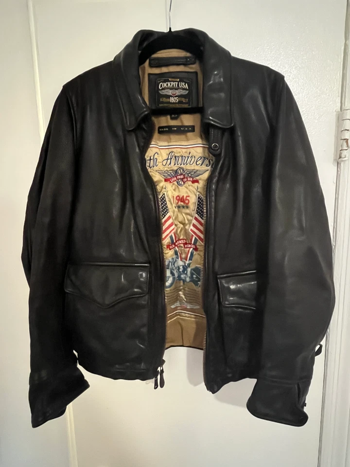 Cockpit USA 40th anniversary limited edition Leather tanker jacket, Black XS - Image 1 of 4