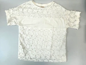 T-shirt in pizzo bianco Super Pretty Zara ragazze * 11/12 * 152 cm - Foto 1 di 3