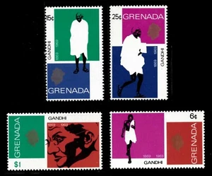 Grenada 1969 - Mahatma Gandhi, In Memoriam - Set of 4 Stamps Scott #337-40 - MNH - Picture 1 of 1