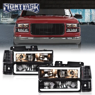 Faros LED DRL esquineros transparentes negros aptos para 94-00 Chevy GMC C/K 1500 2500 3500 Foto 1 de 4