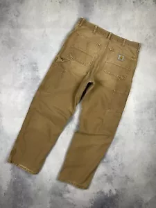 Vintage Carhartt Single Knee Brown Distressed Denim Arbeitshose Größe W34 L32 - Bild 1 von 17