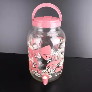 Vintage Retro 80's Flowers Pink Bows Sun Tea Lemonade Juice Beverage Dispenser - Picture 1 of 7