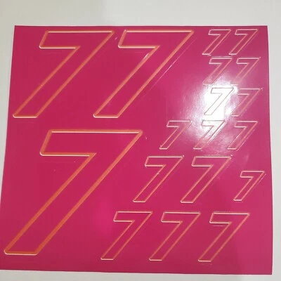 Plum w yellow/white #7 Racing Numbers Vinyl Decal Sheet -Nascar-GMC - Image 1 of 4