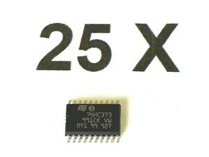 25 x 74HC373, Octal D-Type Latch, 3-St,SMD, SO-20,2-6V, M74HC373RM13TR, 25 Stück - Picture 1 of 6