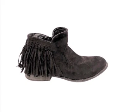 Botines para mujer talla 6,5 negros boho flecos gamuza botas al tobillo Wild Diva Foto 1 de 4