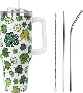 St Patricks Day Gifts 40 Oz Tumbler with Handle and Straw Lid,Cute St Patrick'S  - Picture 1 of 24