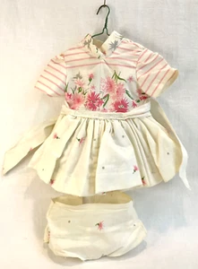 Vintage 1950s Terri Lee Doll Dress & Matching Panties White Summer Pink Flowers - Picture 1 of 4