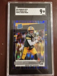 Jordan Love 2020 Donruss Optic-Rated Rookies Purple Shock Prizm RC #154 SGC 9 - Imagen 1 de 2