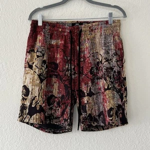 NWT Rebel Vengeance Athletic Shorts Skull Tattoo Floral Graphic Men’s Small - Picture 1 of 9