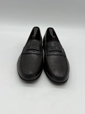 Zapatos de vestir italianos mocasines de cuero marrón Santoni para hombre talla 10D venta al por menor $980 Foto 1 de 4