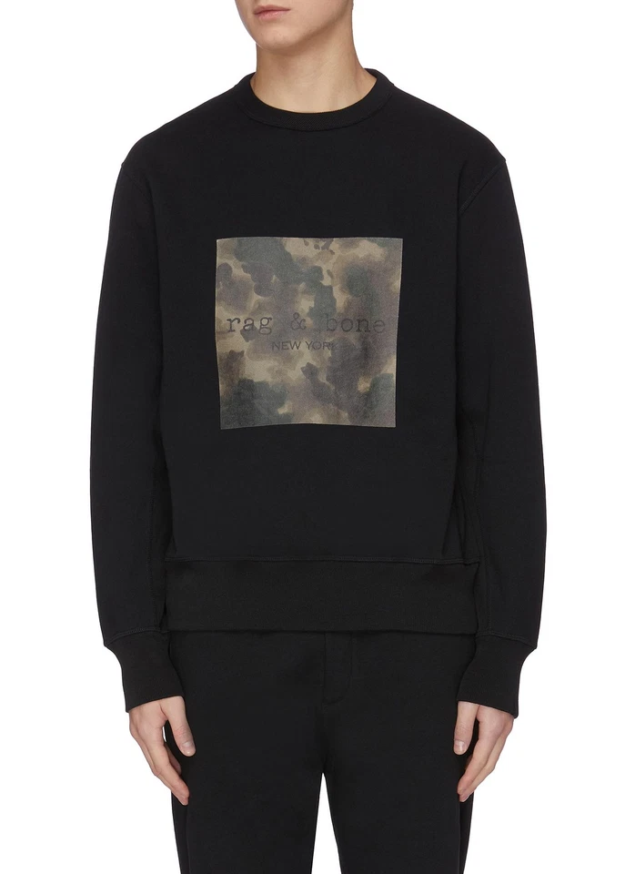Rag & Bone Ink Boxed Camouflage Print Sweatshirt In Black size XL - Image 1 of 2