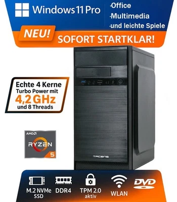 AMD, ASROCK, SANDISK, KINNGSTON, SAMSUNG Windows 11 PC Office, Business Computer 16GB-32GB DDR4, 1000 GB SSD, LEISE WLAN