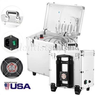 Portable Dental Delivery Unit Treatment Syringe Suction Air Compressor 4 Holes