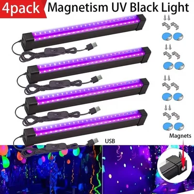 4PCS UV Black Light Bar Fixtures Ultraviolet Lamp Strip US Plug DJ Party Club - Image 1 of 4