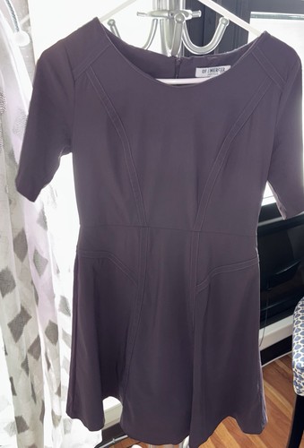 VETEMENTS OF MERCER TAGLIA 4 abito foderato marrone maniche corte aderente svasato zip posteriore