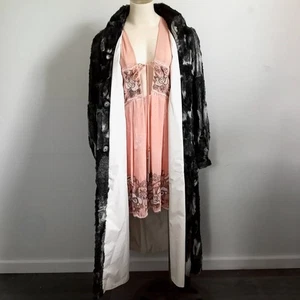 Wende Echtpelz Regenmantel wetterfest Taft M LG schwarz grau lang  - Bild 1 von 12