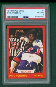 Tarjeta de hockey O-Pee-Chee 1973 - #4 Phil Roberto, PSA 8 casi nueva/como nueva - Imagen 1 de 2