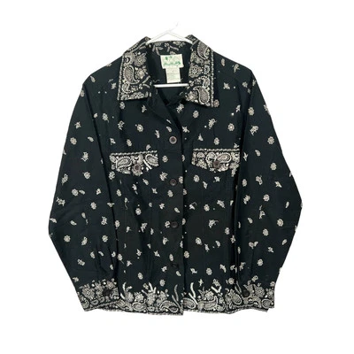 The Quaker Factory Black Denim w/Paisley Jacket Size Medium - Image 1 of 4