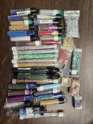 Bulk Lot of Glass Seed Beads Various Colors , Makes and Sizes - Image 1 of 4